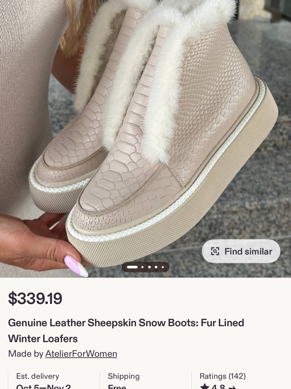Authentic Leather and Fur Boots - Beige and Cream